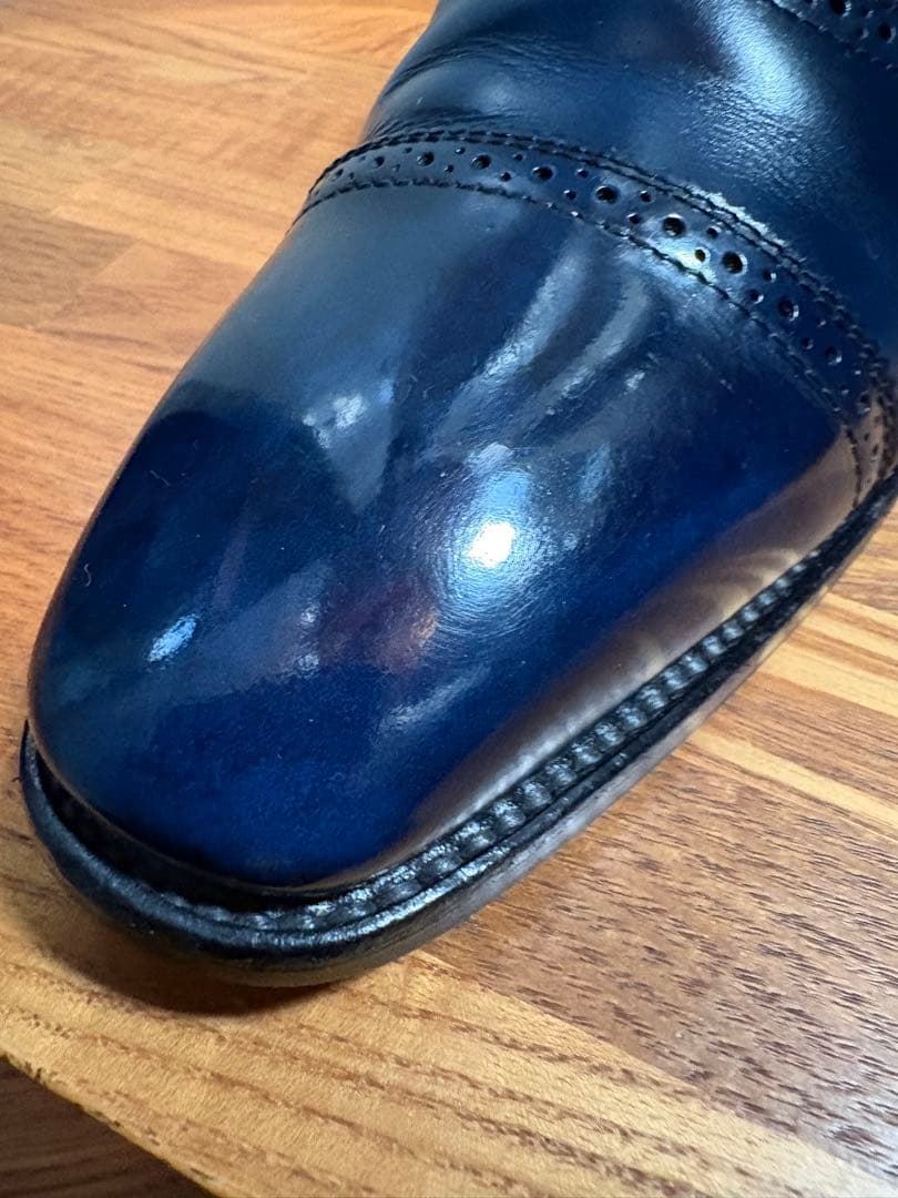 ネイビー ウィングチップ ドレスシューズ