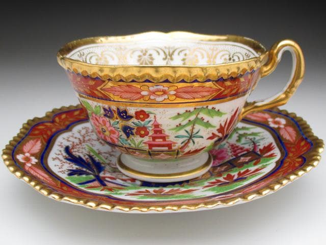 ロイヤルウースター カップ＆ソーサー アンティーク 金彩 コバルト