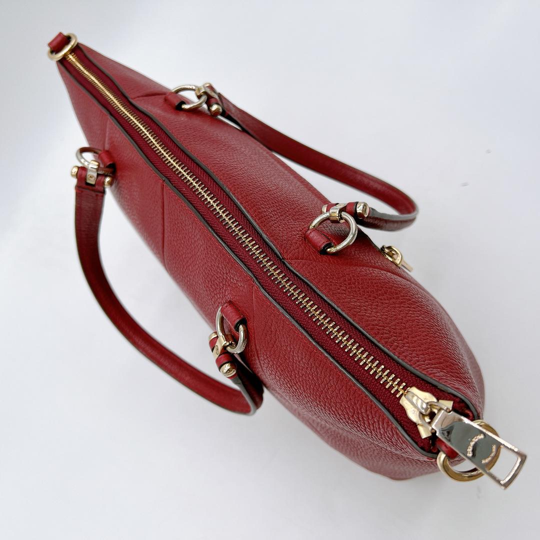極美品 COACH 2wayバッグ レザー 斜め掛け レッド系 f214