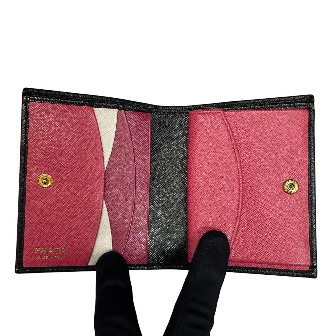 美品 PRADA プラダ サフィアーノレザー 二つ折り財布 バイカラー 2