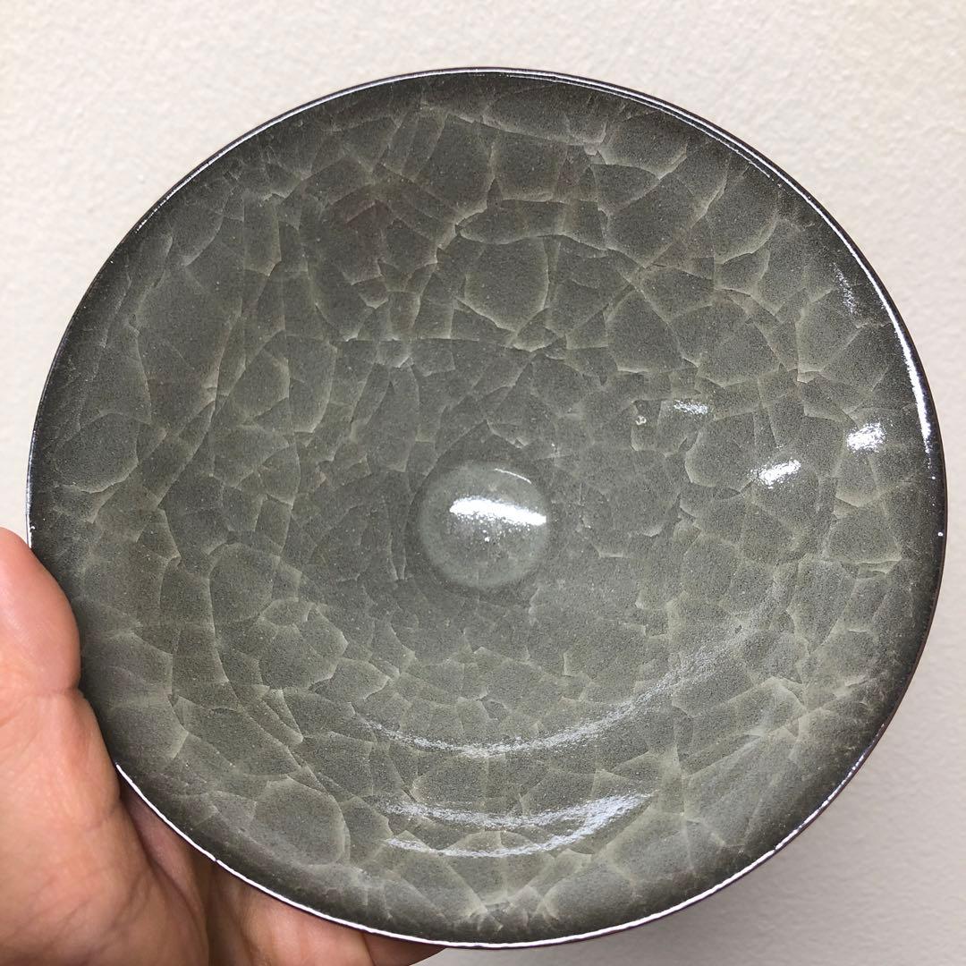 鈴木三成 作 青磁 貫入 茶碗 / 小鉢 銘あり 伝統工芸 日本陶芸展作家