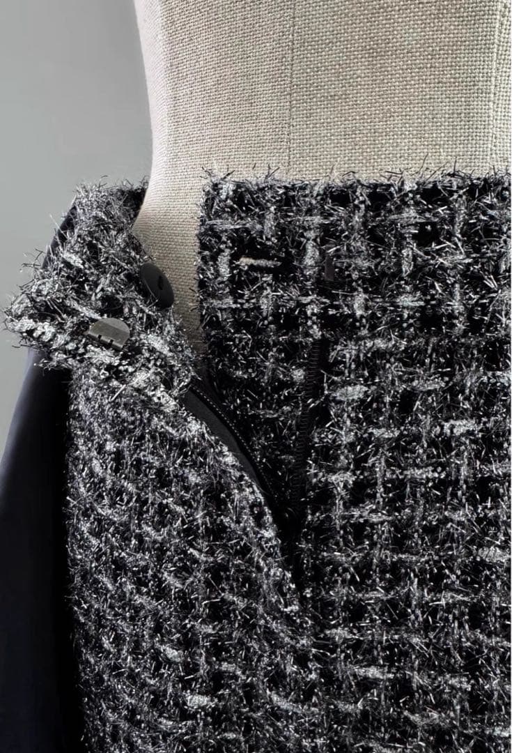 新品 Sheller シャイニー ツイード ラップ キュロット ラメ スカート