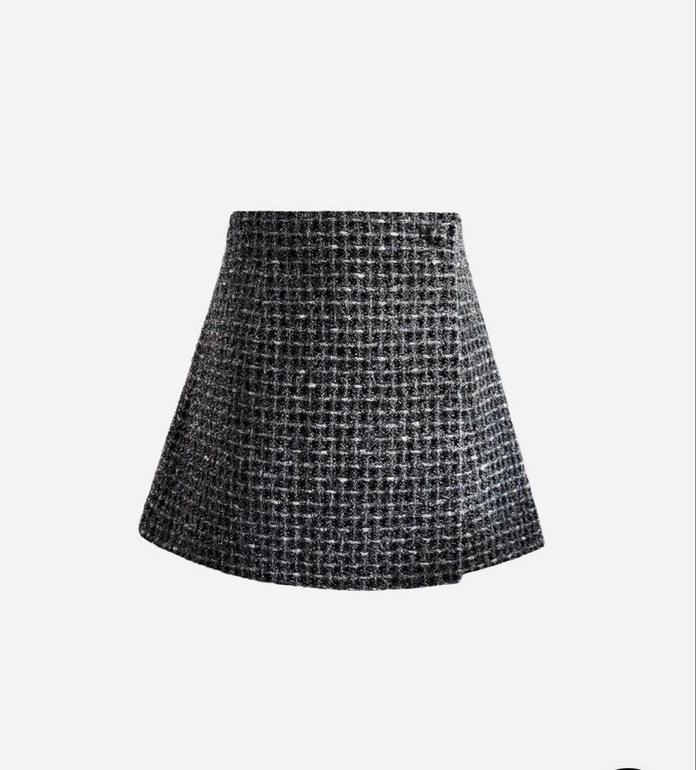新品 Sheller シャイニー ツイード ラップ キュロット ラメ スカート