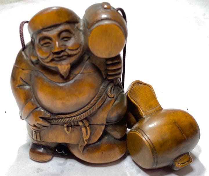 印籠 柘植 大黒天様 黄楊繊細彫刻 木製 ホビー・楽器・アート 美術品