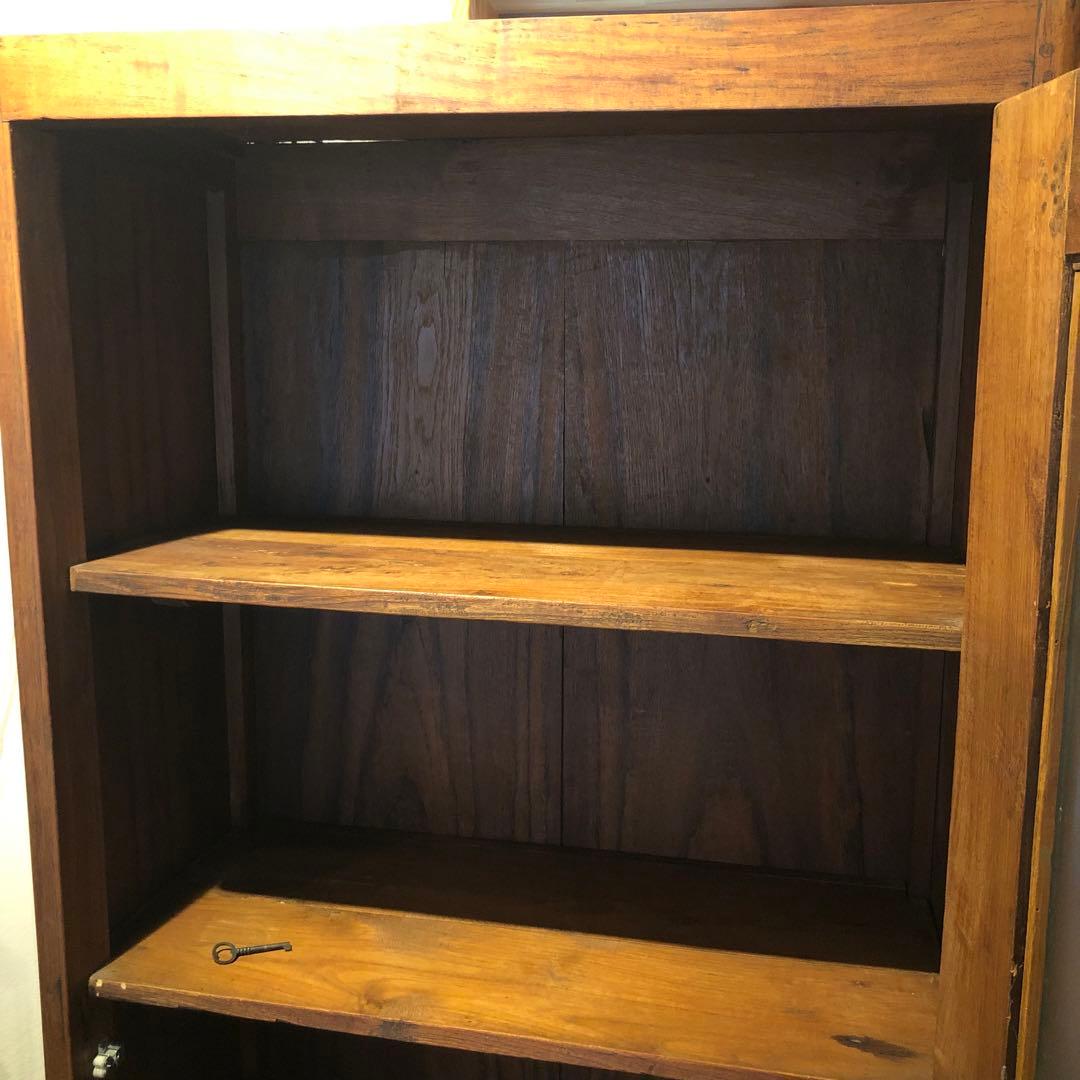 レトロ オーク材 本箱 食器棚 書庫 戸棚 収納 キャビネット いのうえ