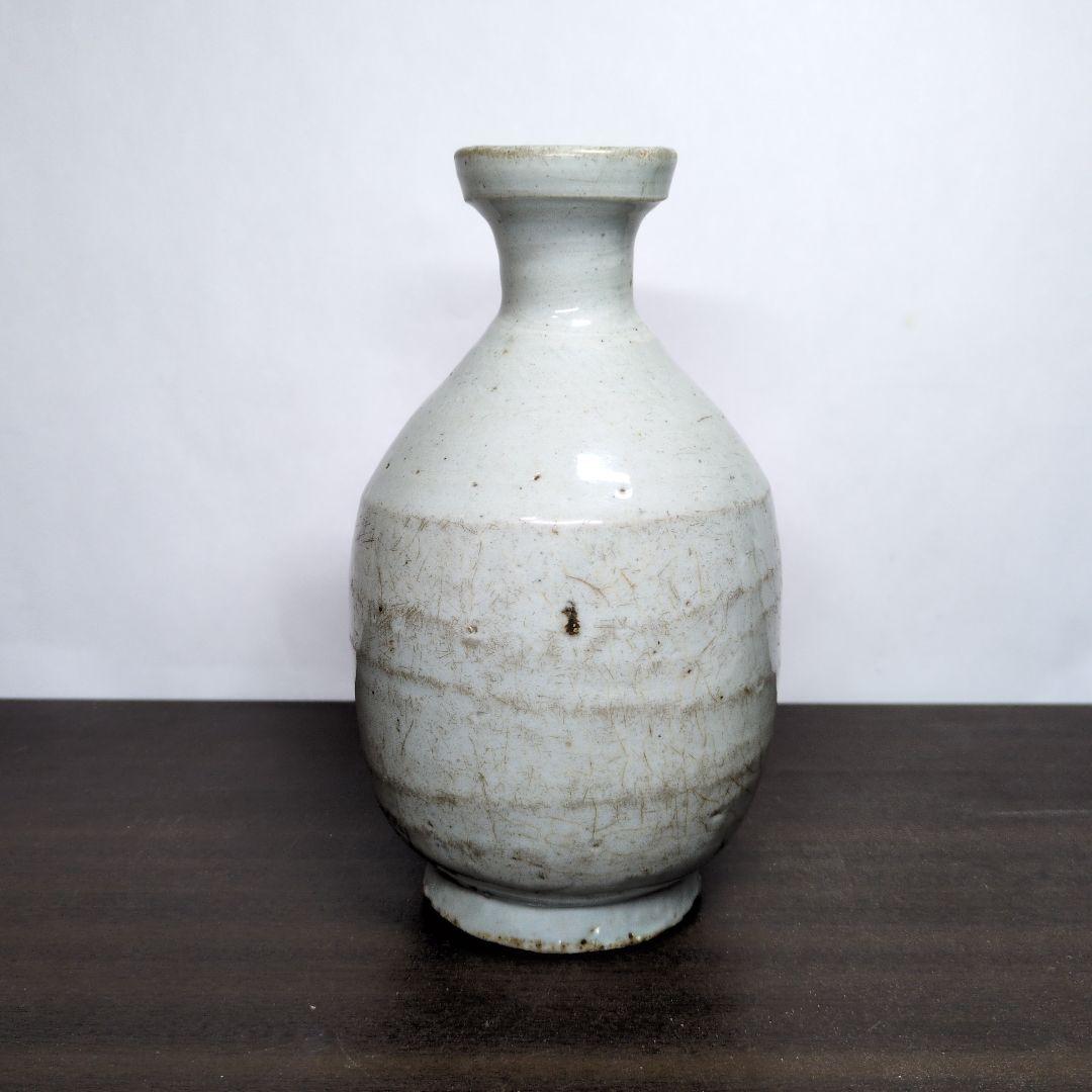 李朝 白磁 堅手 花瓶 高さ約21cm 李朝白磁堅手徳利