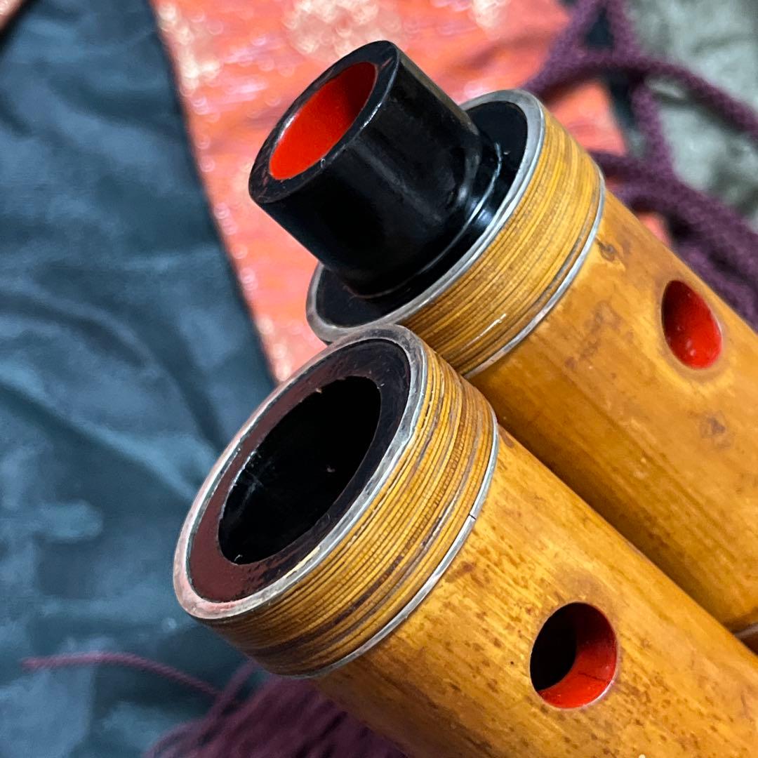 尺八 都山流 精華 1尺8寸管 中継ぎ籐巻き銀三線