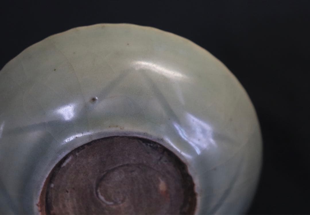 中国　明時代　龍泉窯花口小皿　青磁　アンティーク　送料込み0726