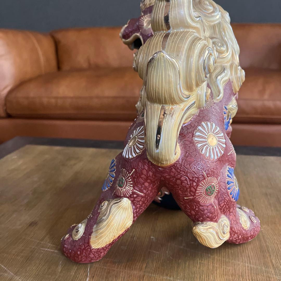 陶器製 獅子像 花模様付き - メルカリ
