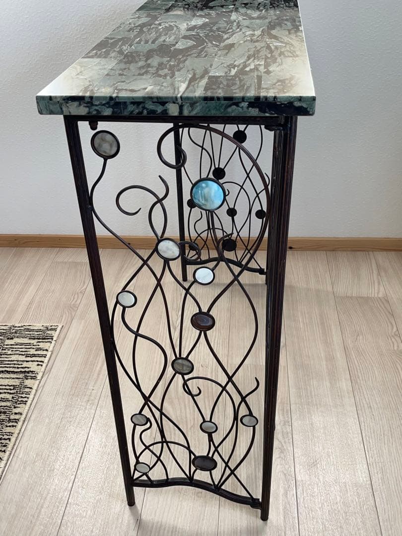 コンソールテーブル アイアン サイドテーブル 大理石風 -206-