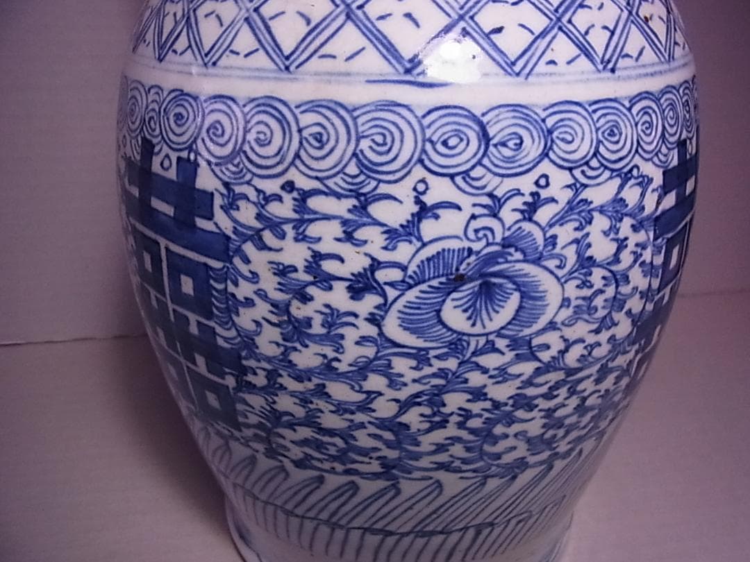 中国　古い染付花瓶(大)　 飾壷 　高約43.5cm