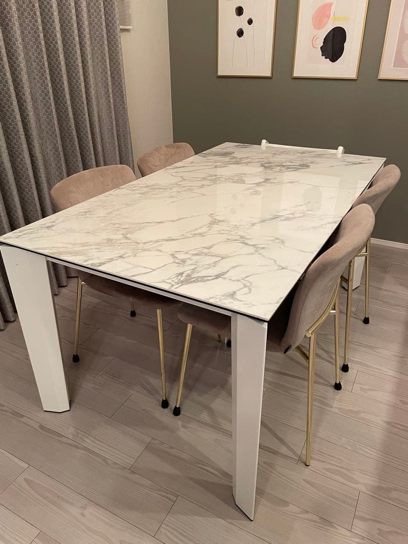 カリガリス ダイニングテーブル DELTA 伸縮テーブル ホワイトマーブル