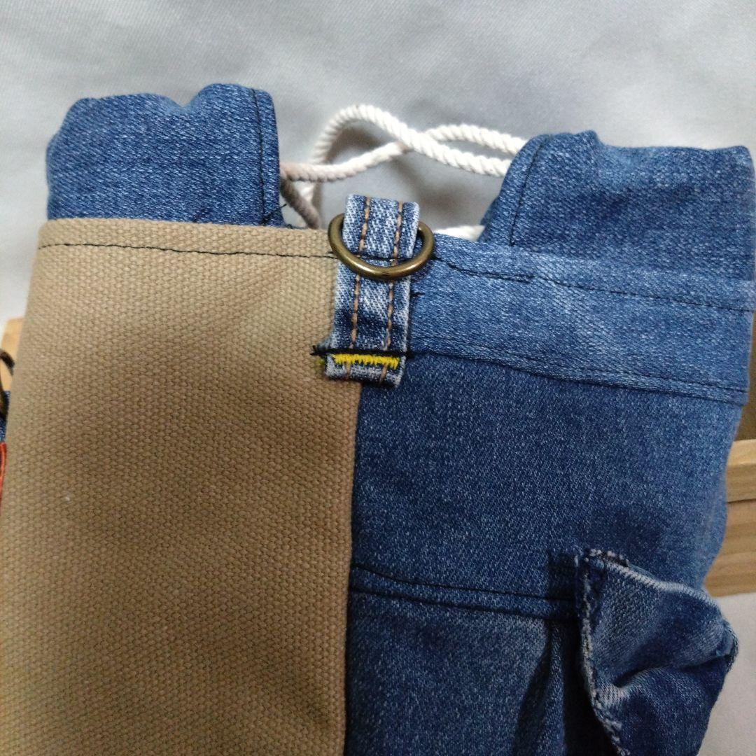 No.251専用‼️巾着袋（リボン）デニムリメイク　携帯扇風機入れ　巾着バック