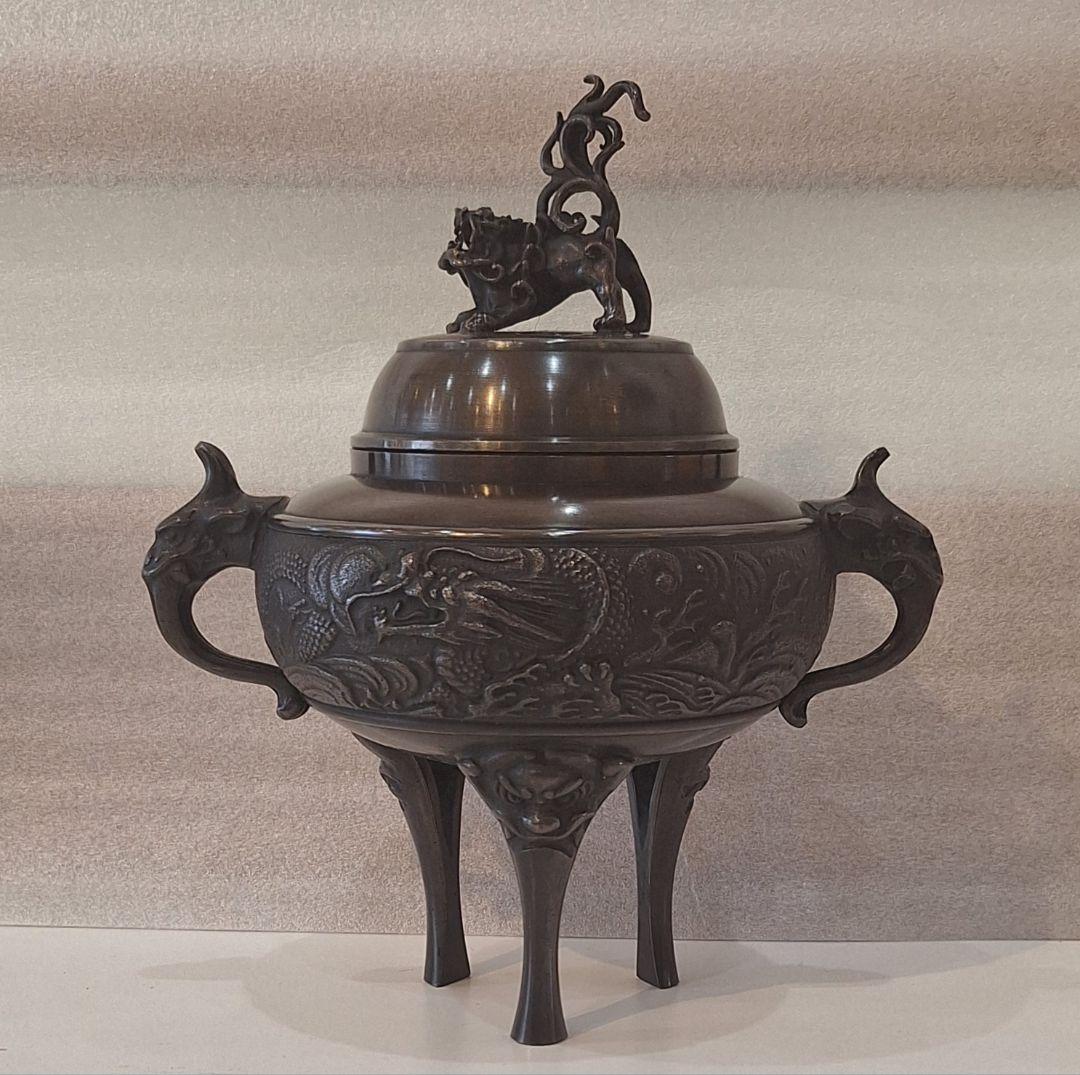 高岡銅器　龍地紋香炉 楽天市場】【お買い得品】【香炉】【香器】高岡銅器 龍地紋 小 徳色