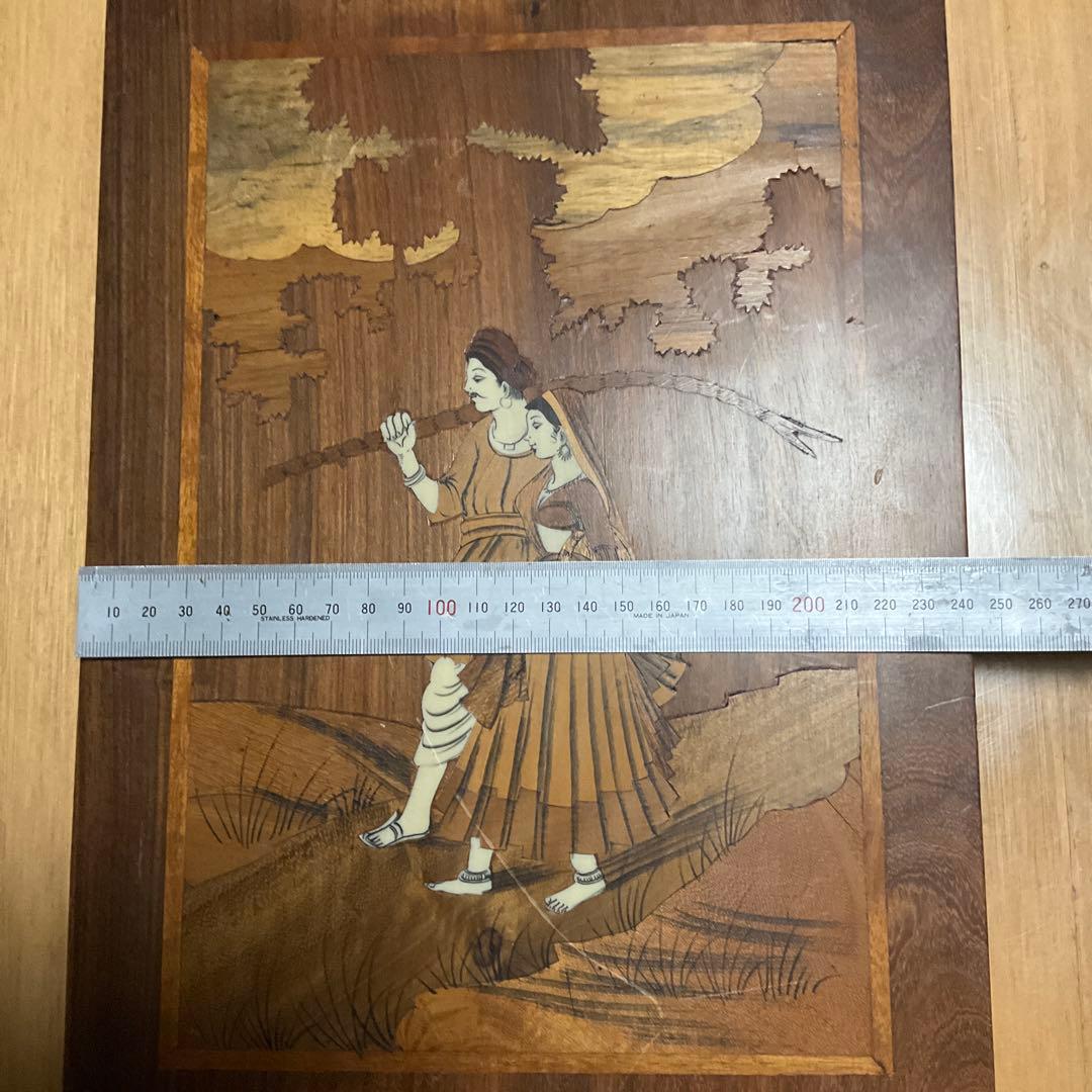 紫檀木の絵画 ウッドアート、インド土産