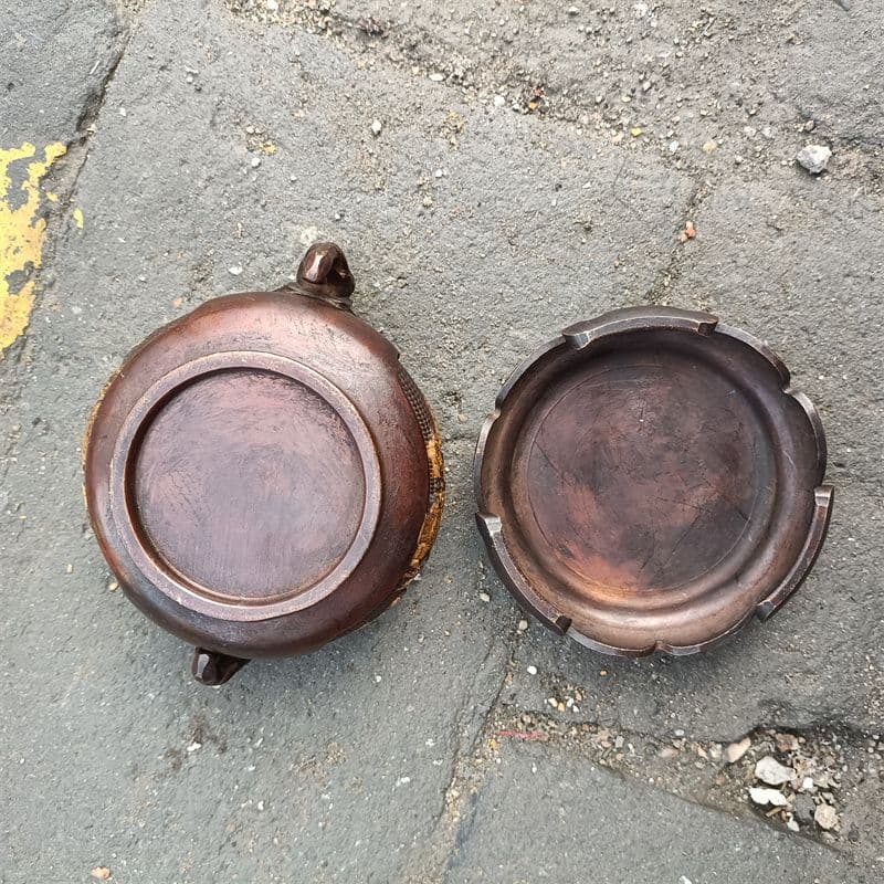 銅器 香炉 象耳彫花香炉 套炉 線香炉 装飾品 工芸品 置物