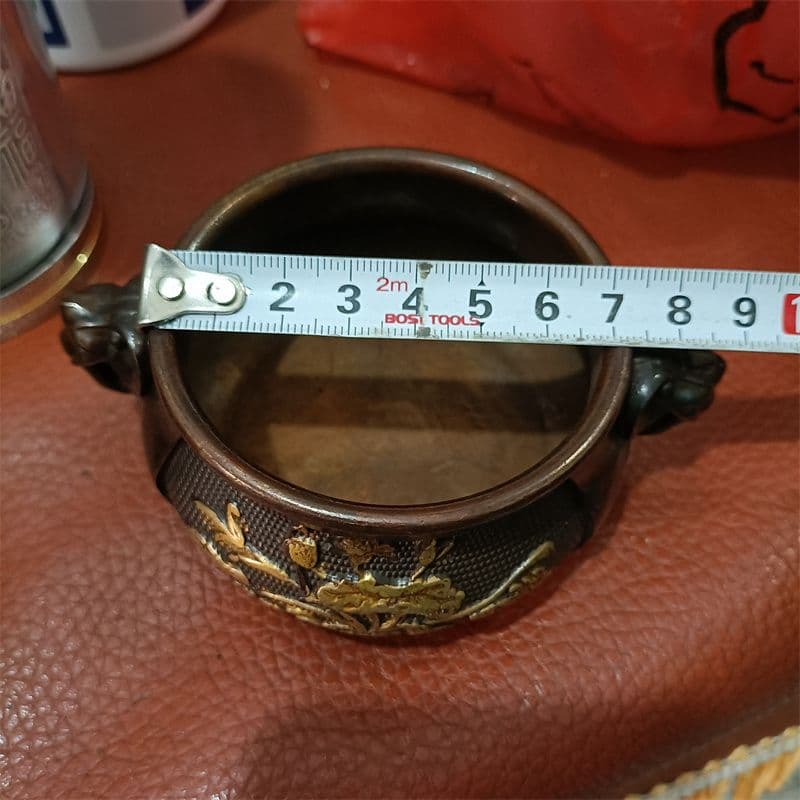 銅器 香炉 象耳彫花香炉 套炉 線香炉 装飾品 工芸品 置物