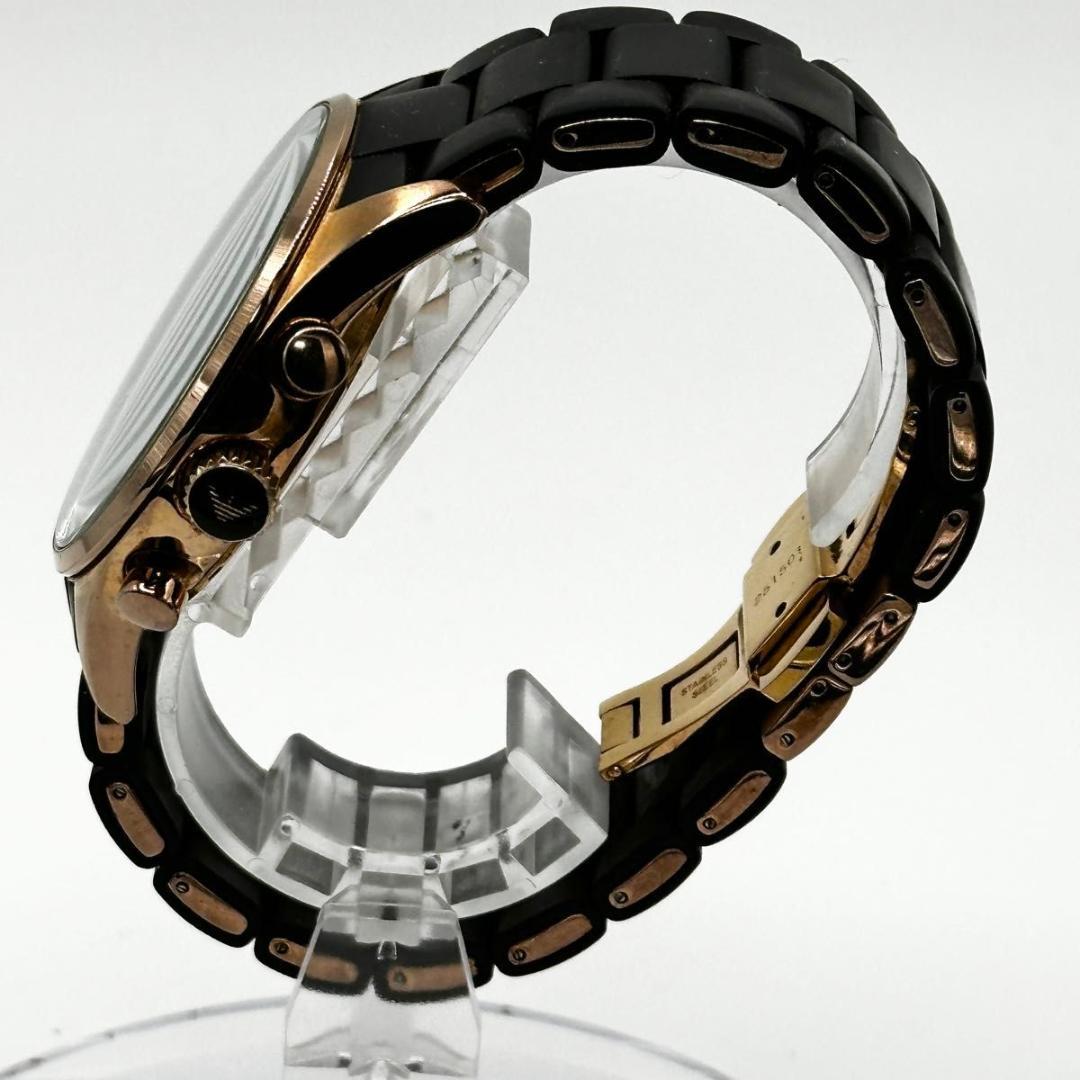 稼動品 新品電池 エンポリオアルマーニ　クロノグラフ メンズ 腕時計 黒 デイト