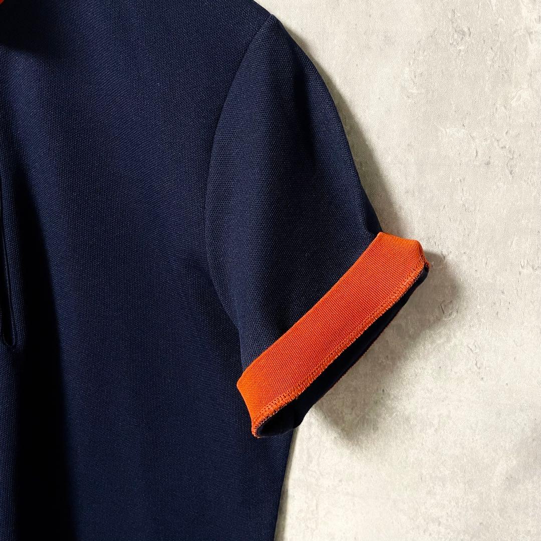 【試着のみ】エルメス セリエボタン ポロシャツ ネイビー オレンジ Mサイズ