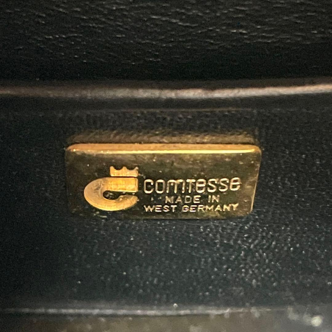 【美品】COMTESS ホースヘア×レザー ブラック ゴールド金具 ハンドバッグ