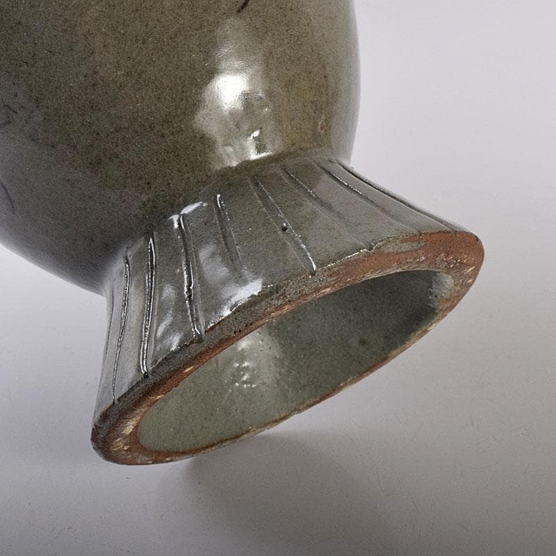 韓国美術　高麗窯　韓萬亀作　高麗青磁象嵌瓶　共箱　C　7557