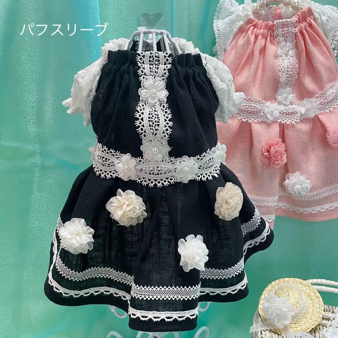 夏のお嬢さん♡麻のドレス ∞TuTu∞ 犬服 ハンドメイド