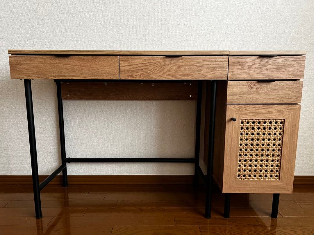 LOWYA ロウヤ　ラタン調コンソールデスク　ナチュラルウッド パソコンデスク