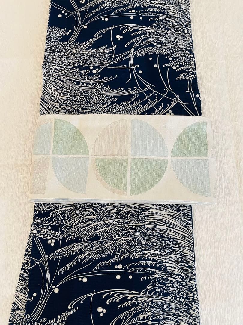 無形文化財　長板藍染　綿絽　初山一之助 証紙付き