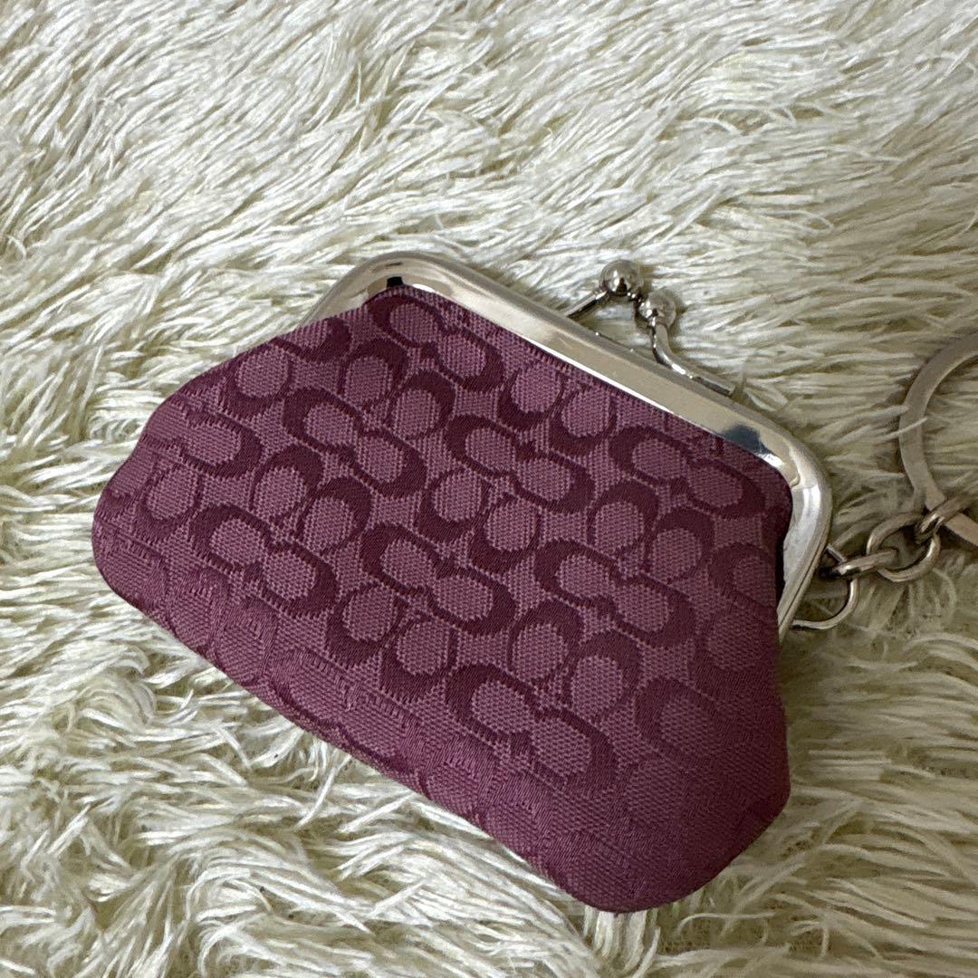 COACH がま口 ケース シグネチャー ワインレッド系 レア