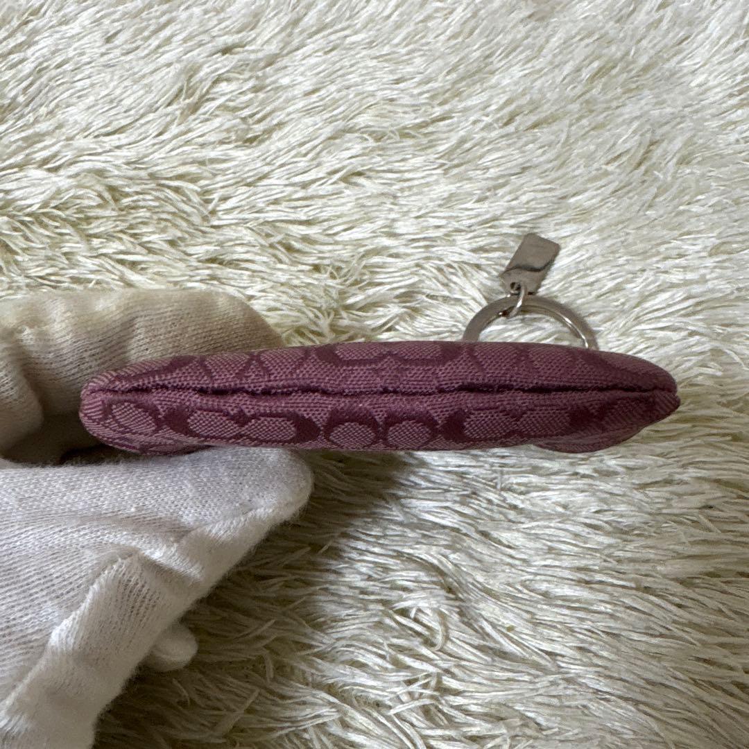 COACH がま口 ケース シグネチャー ワインレッド系 レア