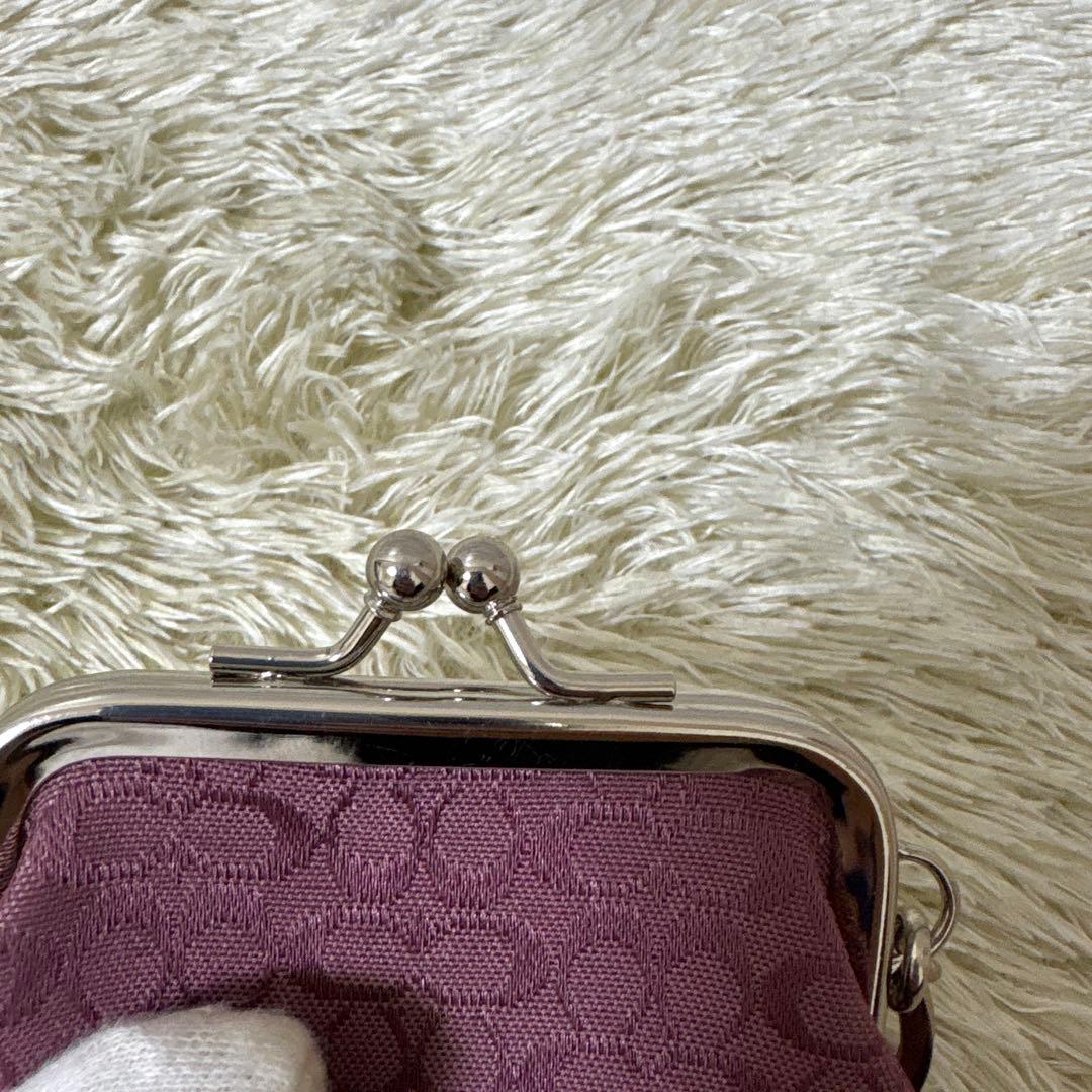 COACH がま口 ケース シグネチャー ワインレッド系 レア