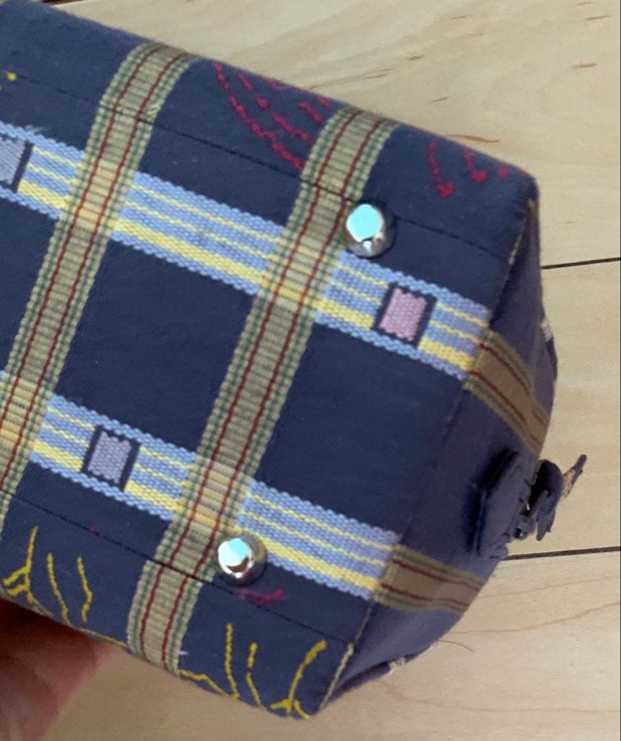 新品未使用　かづら清　和装用　バッグ　ネイビー　チェック柄