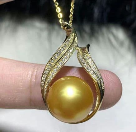 最高品質.真珠 ダイヤモンド付きペンダント14mmk18真珠の首飾り 最新