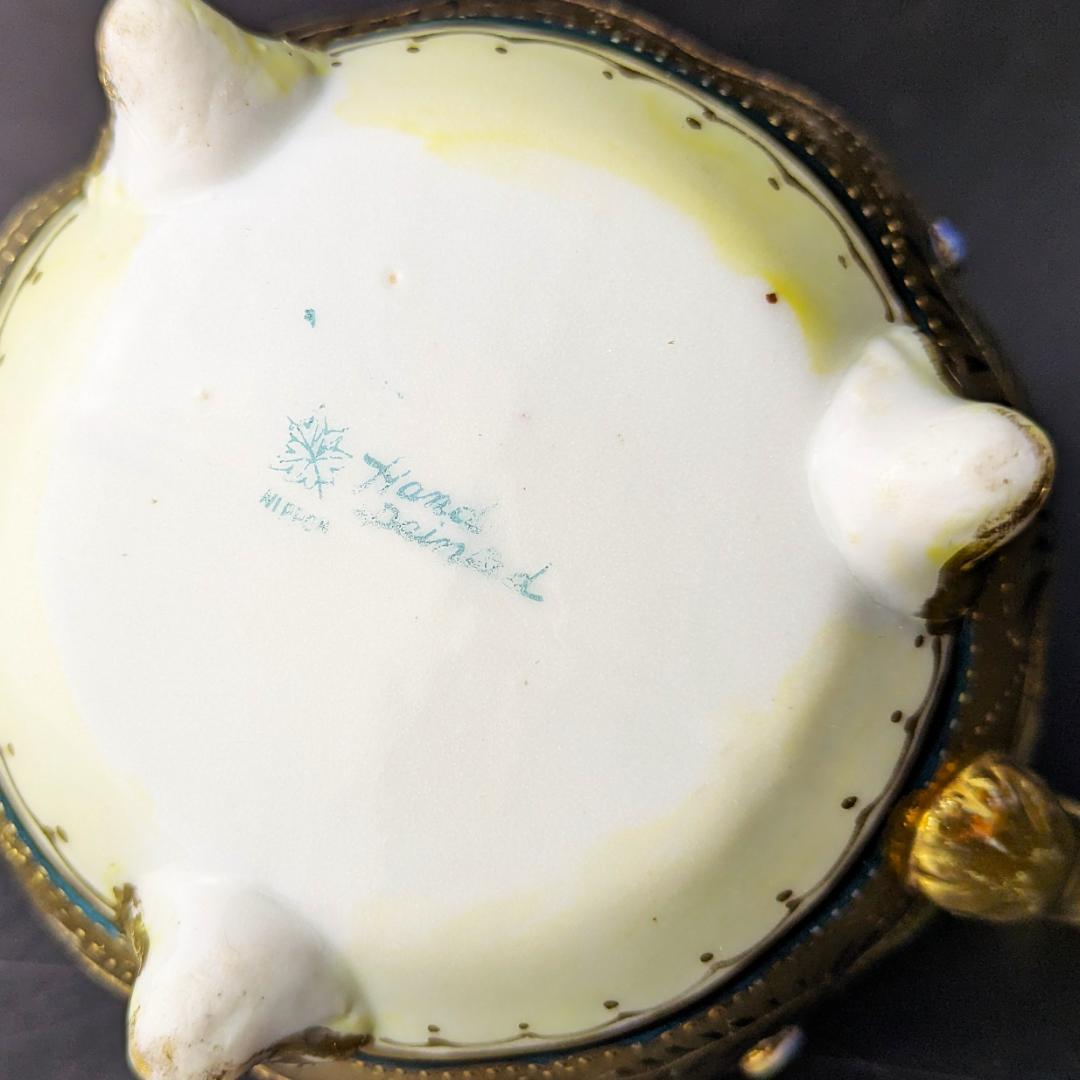 豪華金彩アールヌーボー 薔薇唐草模様 茶壷＆糖器セット 手彩金盛