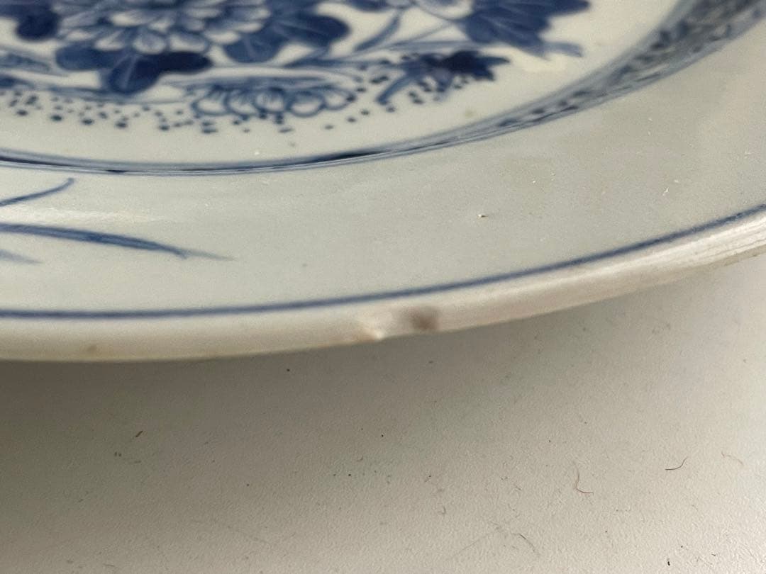 骨董　アンティーク　青花　染付　中国古陶磁　中国骨董　染付皿　花文様皿
