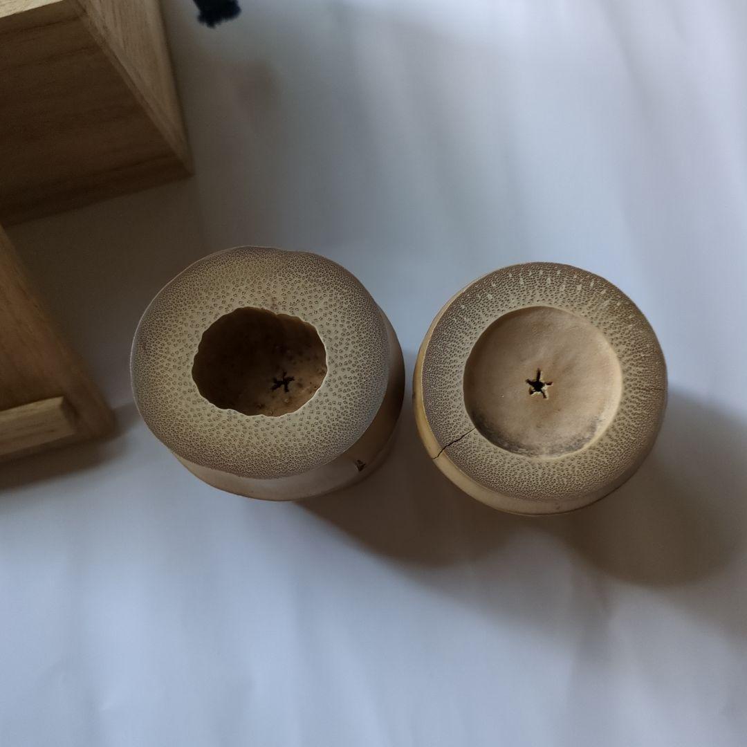 竹蓋置き壱双（いっそう) 細谷喝堂箱書き 送料込(750)