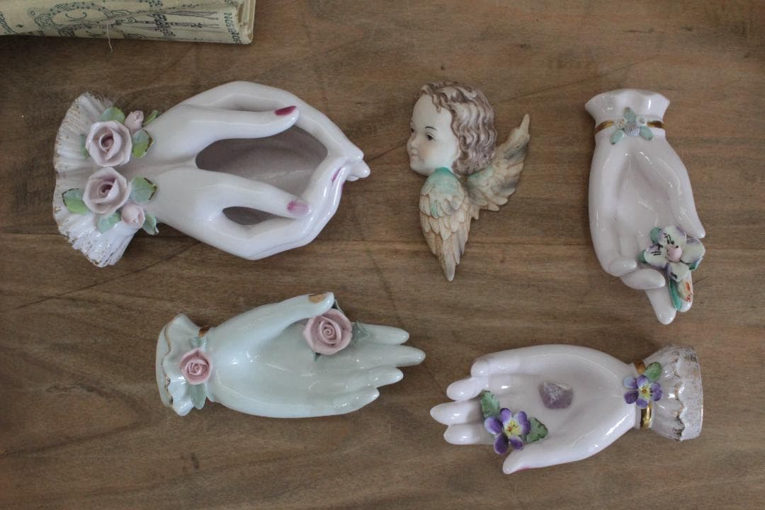 D】バラ・レフトンのハンドモチーフ/Lefton Porcelain