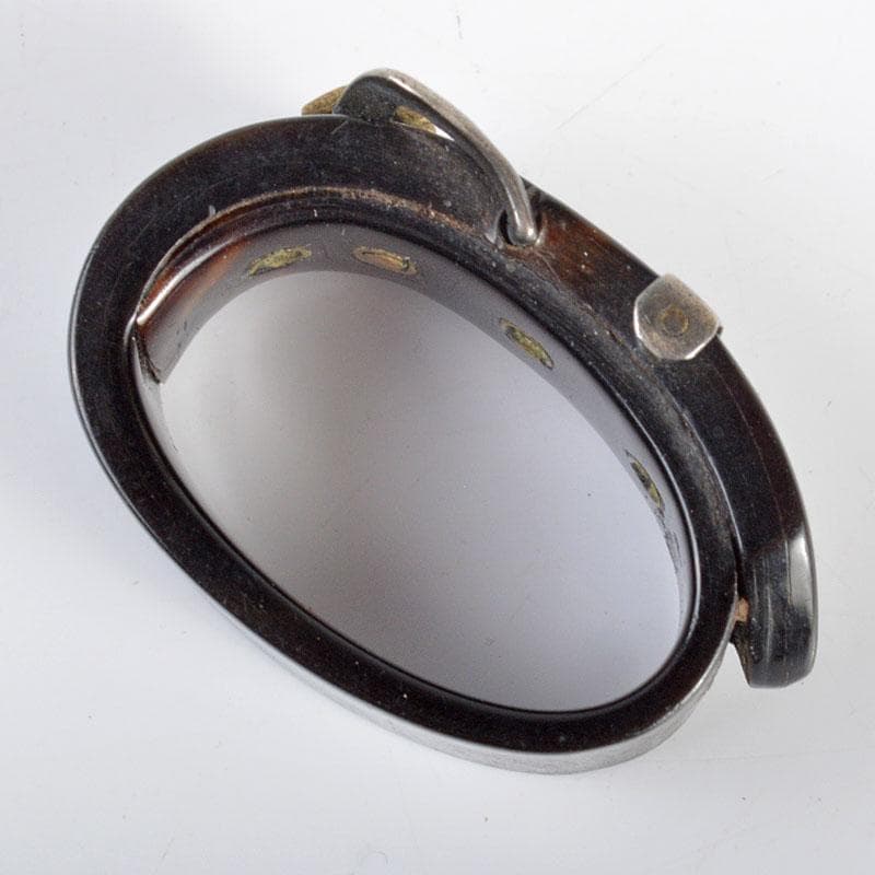 時代提げ物鼈甲製銀細工ベルト型根付時代箱付MR4328