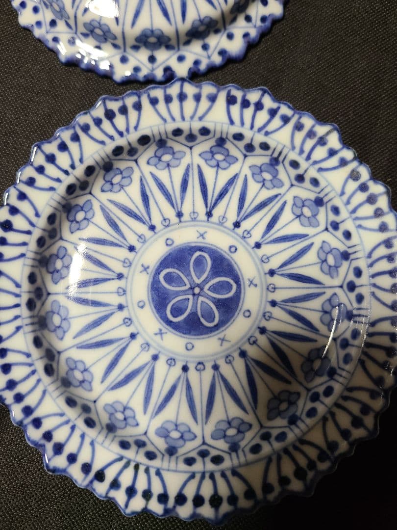 九谷焼須田菁華造染付高台皿4客