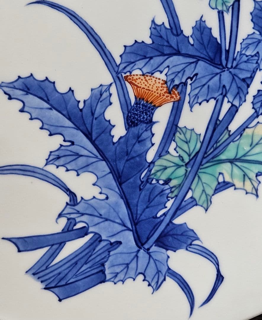 鍋島焼 鍋島御庭焼 名工 市川光春 作 草花文様 飾り皿額皿