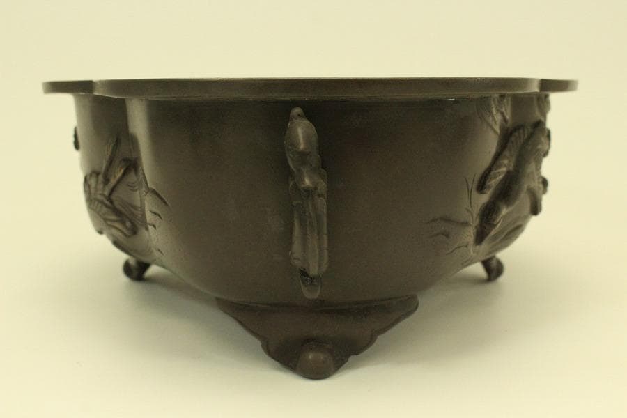 銅 水鳥模様 水盤(ZE490)