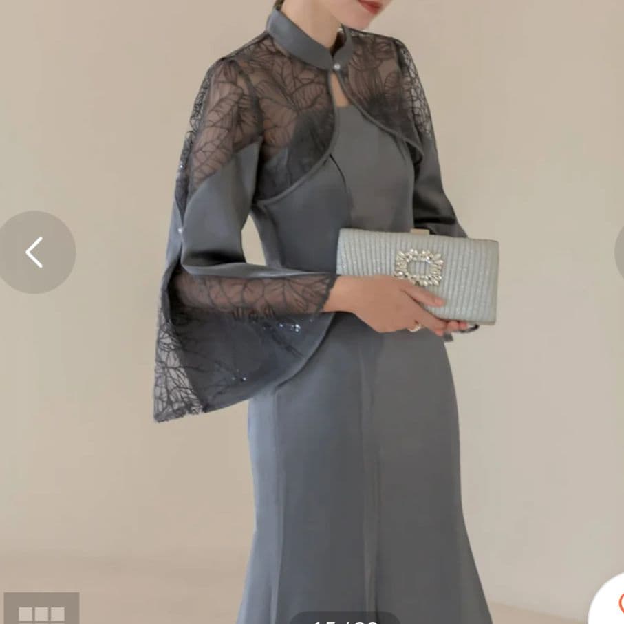 【LEJA】2点セット リーフ刺繍 パールボレロ付 マーメイドドレス 結婚式 S LEJA】リーフ刺繍 パールボレロ付 マーメイドドレス 2点セット 結婚式