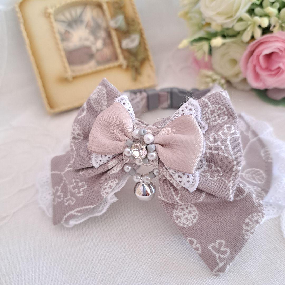 和風つまみ細工付き(黄色③)わんちゃん猫ちゃん用襟つき首輪