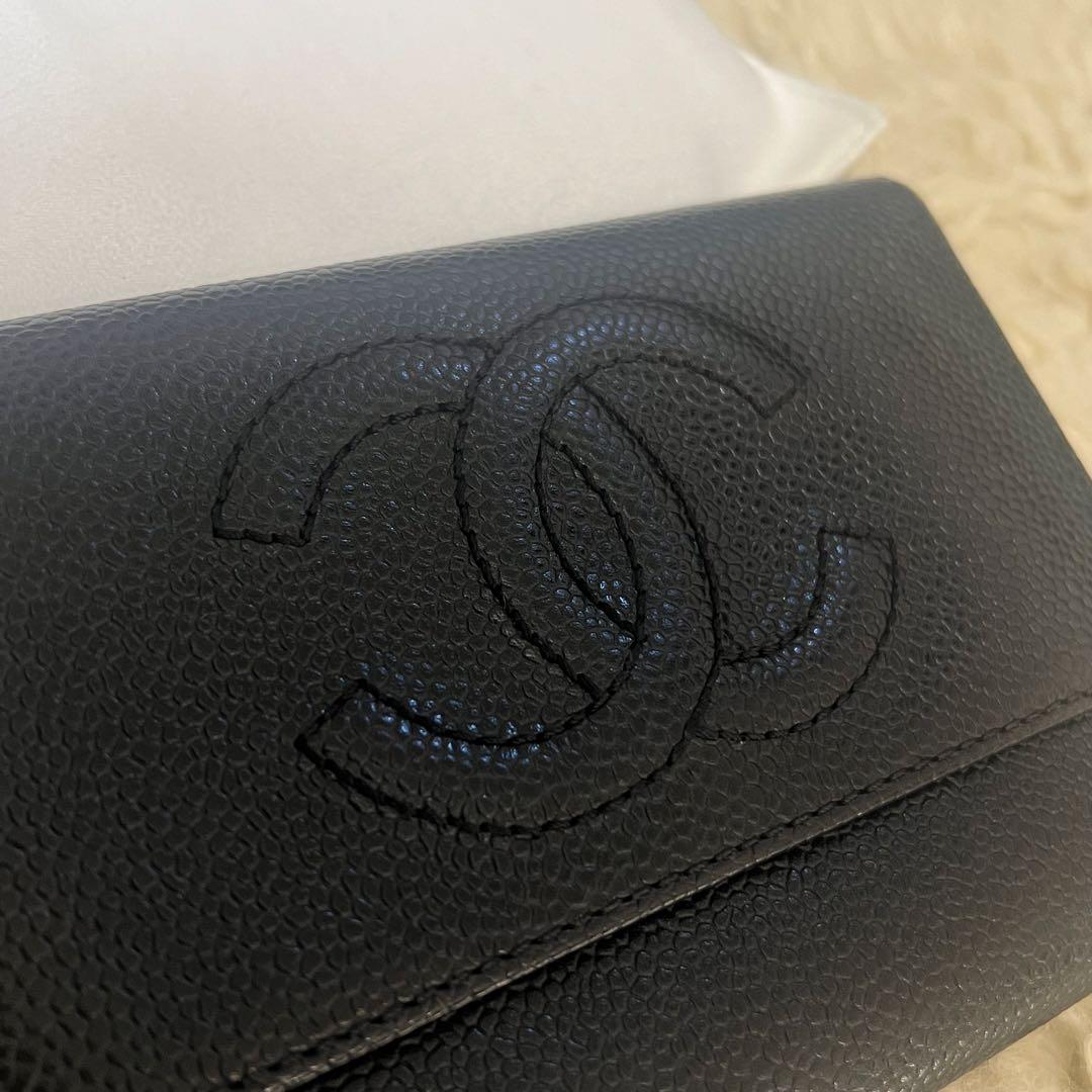 美品】シャネル キャビア デカココマーク 三つ折り財布 - メルカリ
