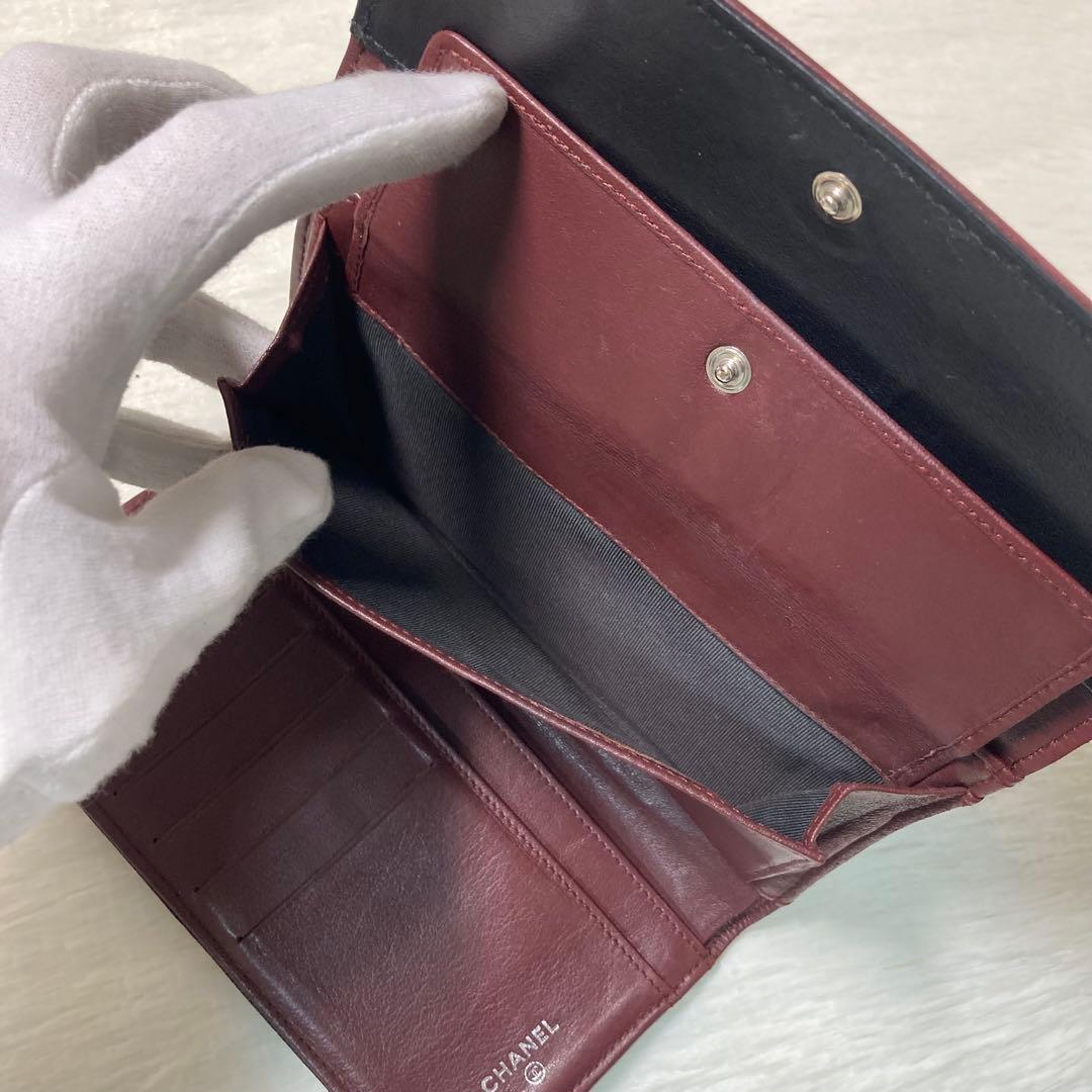 CHANEL シャネル 長財布 ロング 三つ折り ビコローレ バイカラー 黒