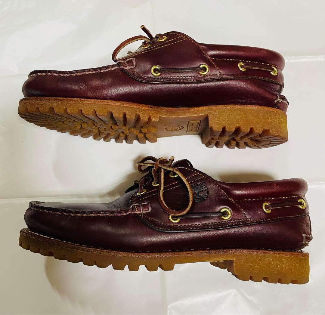 ティンバーランド バーガンディ レザー モカシン デッキシューズ26.5㎝