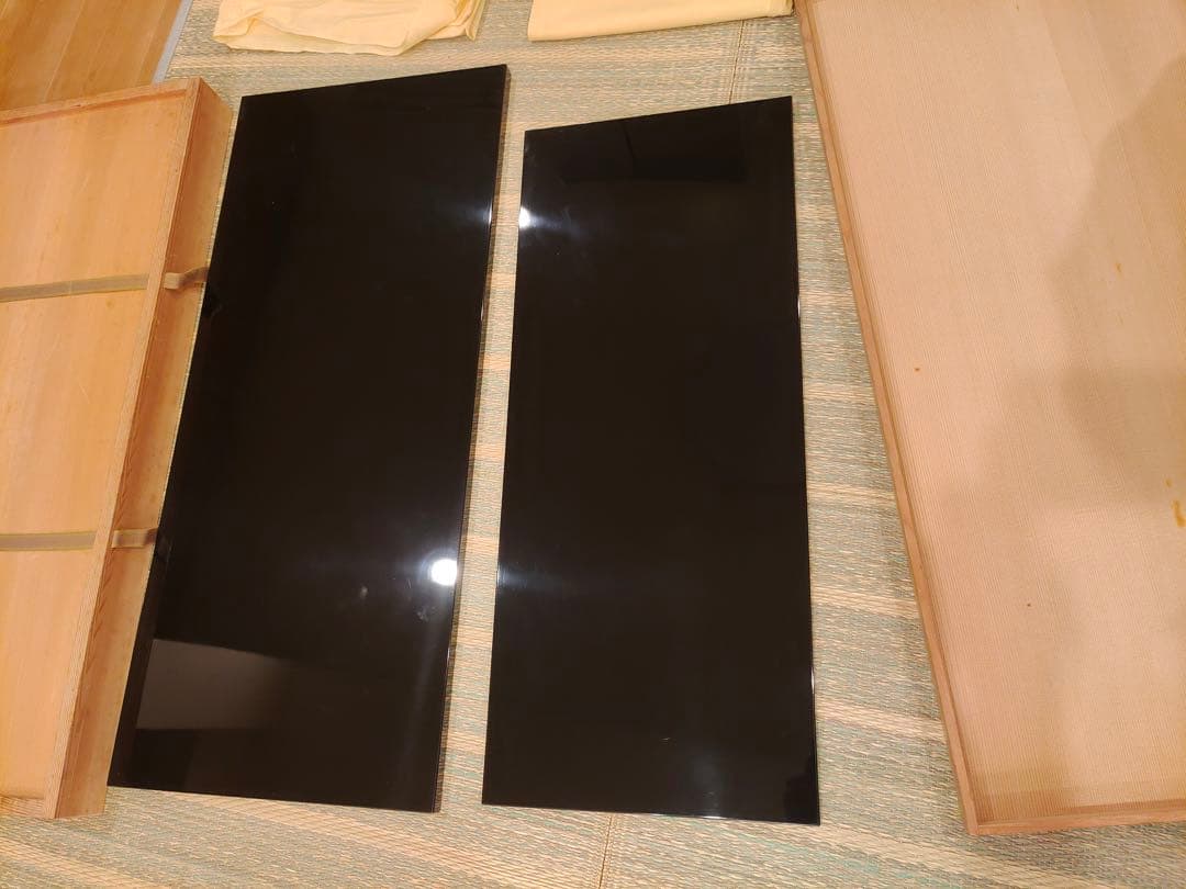 塗師岡田表寛 輪島塗 黒真塗 長板 炉用 風炉用 壱双 共箱共布 美品 無傷