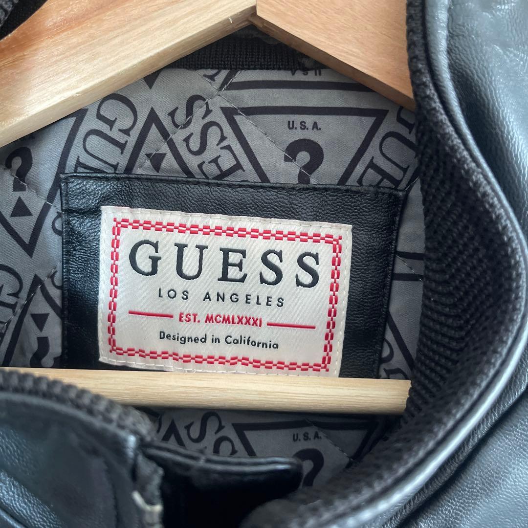 GUESS】ゲス 本革 レザーライダースジャケット 雰囲気抜群 GUESS 本革