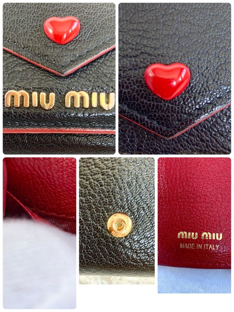 専用✨ ミュウミュウ マドラス　ラブレター ハート　3つ折り財布　ブラック