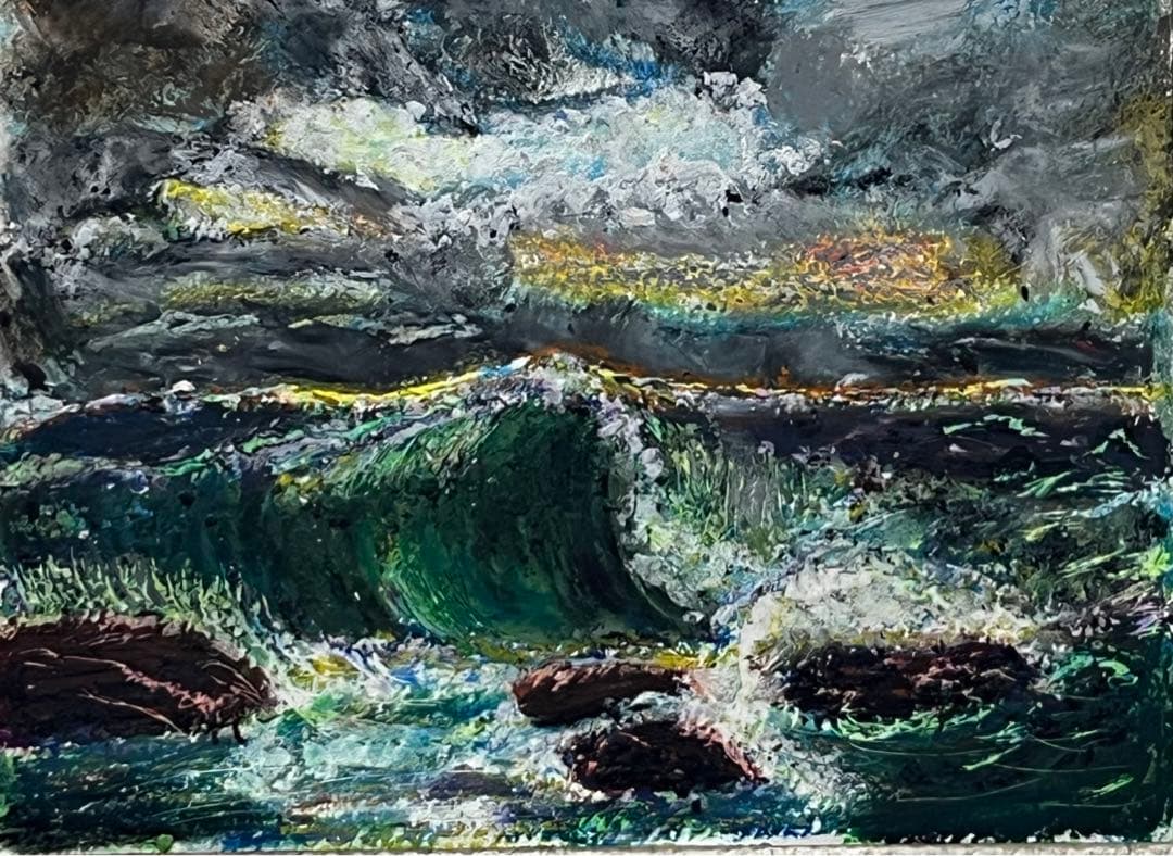 海の波 パステル画 海の波 パステル画 海の波 パステル画